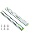 Two Pairs 18 Inch Soft Close Drawer Slides Beefy Heavy Duty Full Extension Ball Bearing Self Closing Side Mount For Kitchen Cabinets RVs And Tool Boxes 150 LB Capacity, with screws