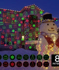 Snowman adorned with Star String Lights 43 Ft 100 LED Warm White Fairy Lights With Extendable Waterproof Design 8 Modes.