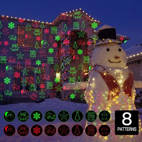 Snowman adorned with Star String Lights 43 Ft 100 LED Warm White Fairy Lights With Extendable Waterproof Design 8 Modes.