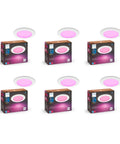 No Hassle Mount Big Time Brightness Smart 6 Inch Recessed LED Downlight 6 Pack displayed in pink ambient lighting.