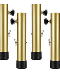 Set of four heavy duty table leg extenders for folding tables with a sick gold finish, adjustable up to two inches.