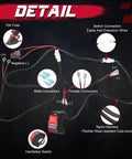LED Light Bar Wiring Harness Kit with Motorcycle Handlebar Switch detail showing connectors, nylon harness, and fuse.