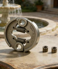Beef Up Your Brush Cutter With A Centrifugal Clutch Kit For Garden Tools Including Bolts And Washers For Quick Install, Replacement For Worn Clutch Parts, Delivers Steady Power For Long Hours Of Yard Work Across Multiple Models. Metal clutch kit and bolts on table