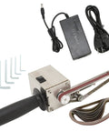 Heavy Duty Mini Belt Sander Workhorse Packing 150 Watt Brass Core Motor and Quick Shift Speed Dial with accessories and sanding belts.