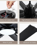 84 Inch Smart Outdoor Ceiling Fan With Light Knockout Industrial Design Eight Anodized Aluminum Blades Quiet Dc Motor with light and safety cord.