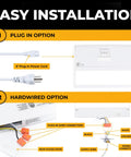 Installation options for Under Cabinet Lighting 18 Inch White Finish with 3 CCTs 2700K 3000K 4000K Dimmable and Linkable