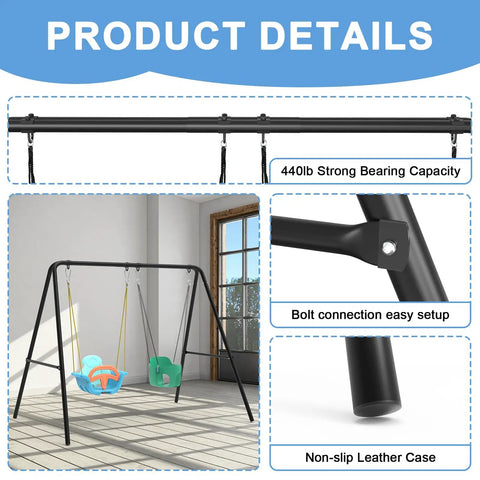 Two Seat Swing Stand For Indoor And Outdoor Use Heavy Duty Metal A Frame Built To Last Up To 440lbs With Ground Stakes Spacious Base