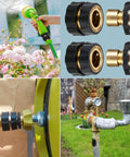 Premium Aluminum Three Quarter Inch Garden Hose Quick Connectors Set Of Four Male And Female Fittings for Easy Connect and Disconnect