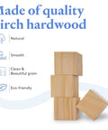 Top Shelf 3/4 Inch Solid Birch Wood Blocks 100 Pack Unfinished Smooth Craft Cubes stacked showing natural grain and smooth finish.