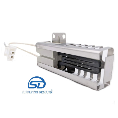 Gas Range Hot Surface Igniter Assembly Replacement For Specific Models Only - 3.4-3.6 Amp - 8 Inch Leads With Female Pins - 1.5 Inch Block - 3.75 Inch Cage - Model-Specific Connector - Not Universal - AP5577941 PS4241428 showing side view