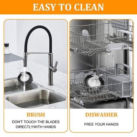 Replacement Blender Parts Kit With Blades Gasket being washed in sink and dishwasher; shows easy cleaning process.