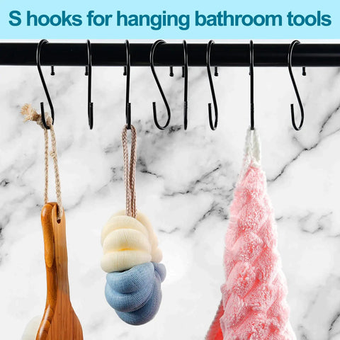 Heavy Duty 3.5 Inch S Hooks Set of 24 Black Metal S Shaped Hooks for Hanging Plants Towels Pans Bags Utensils and More on Closet Rods Racks and Wire Shelves