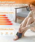 Woman using Wireless Ankle Heating Pad For Pain Relief And Neuropathy Portable Ankle Massager Wrap with heat and vibration on ankle