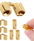 12 Pack 10mm Hidden Brass Barrel Hinges Kit With 10mm Drill Bit For Cabinet Doors And Furniture Projects, various hinge views