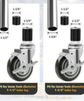 4 Inch Prep Table Caster Wheels Set Of 4 With Expanding Stem From One And A Half Inch To One And Five Eighths Inch Swivel Casters With Side Brake