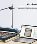 Pro Grade LightBurn Camera Kit For Laser Engravers, 5MP Time-Lapse Digital Camera With Real-Time Monitoring next to laptop