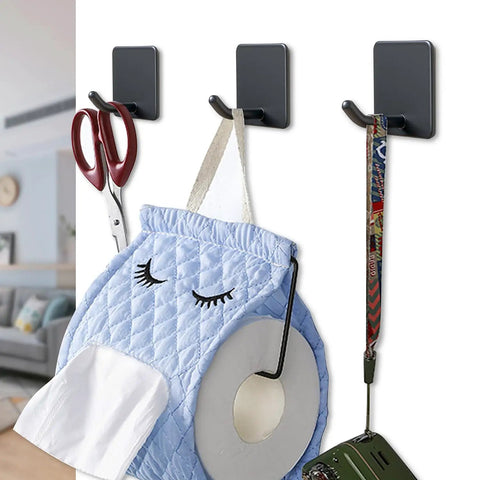 Heavy Duty Adhesive Towel Hooks No Drill Wall Hangers Stick On Shower Hooks For Bathroom Kitchen Door Black 4 Pack