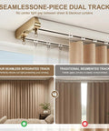 Dual Row Ceiling Mount Curtain Track System For Sheer And Blackout Drapes, Aluminum White Adjustable 9 To 12 Feet, Custom Fit With Easy Install For Home, Hotel, And Hospital Spaces, ceiling-mounted with curtains