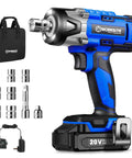 20V Cordless Impact Wrench 3/8 Inch Copper Gear Motor Delivers 240 Ft Lbs Torque Includes 2.0A Li Ion Battery Charger 8-Piece Driver Impact Sockets