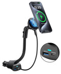 Heavy Duty 15W MagSafe Car Phone Charger Featuring Badass Magnetic Vent Mount with Dual PD and QC Fast Charging Ports. Phone charging on mount.