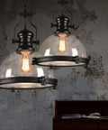 Industrial Nautical Glass Pendant Light Fixture For Dining Room And Kitchen Island, 16 Inch Clear Ceiling Chandelier, dual view
