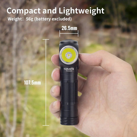 Hand holding compact Long Throw Headlamp With 323 Meter Beam For Long Range Vision And 1755 Lumen Rechargeable LED