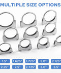 Multiple size options of Beefy Stainless Steel U-Bolt Exhaust Clamp 2-1/8 Inch Inside Diameter Fits 2.125 Inch OD Pipe Muffler Clamp