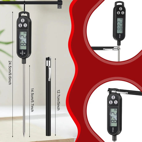 Black Six Pack Instant Read Meat Thermometers With Probes For BBQ And Cooking Digital Kitchen Thermometers Waterproof Liquid