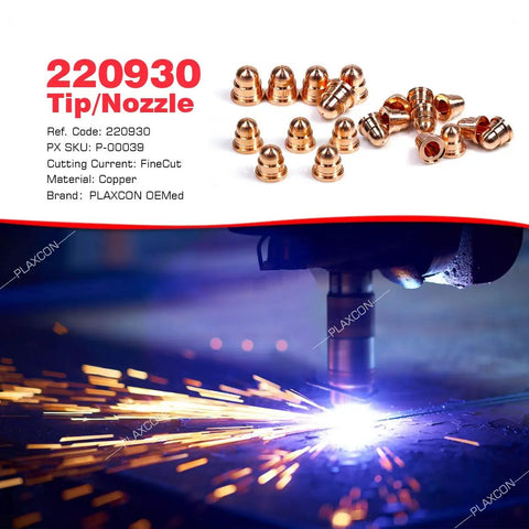 Copper 220930 FineCut tips and a plasma cutter at work, 20Pcs Electrode And 20Pcs FineCut Tip Nozzle Set For Powermax 65 85 105 Plasma Cutter Hand And Machine Torch