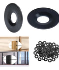 40 Pack Black Adhesive Sleeves For Cable Railing To Keep Your Wire Rope Looking Sharp Sizes 1/8 Inch 5/32 Inch 3/16 Inch Stainless Steel Grommet Sleeves For End Or Intermediate Posts On Wood Or Metal Decks with washers and installation view
