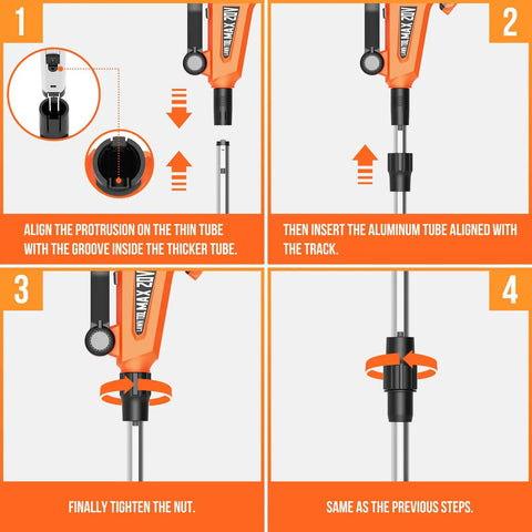 Assembly instructions for Two In One Cordless Weed Wacker And Lawn Edger With Auto Feed, 20 Volt Power, step-by-step guide.