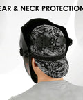 Reversible Cotton Welding Cap For Men And Women, black paisley pattern under welding helmet, flame resistant welder hat, high crown