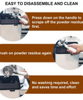 Top Shelf Electric Knock Box And Commercial Portafilter Cleaner showing easy disassembly and brush cleaning steps for café use.