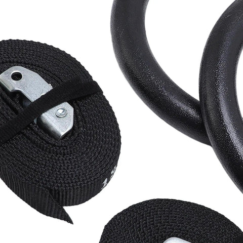 Gymnastic Rings With Straps Heavy Duty Up To Six Hundred Sixty One Lb Load Bearing Workout Equipment For Home Gym Training