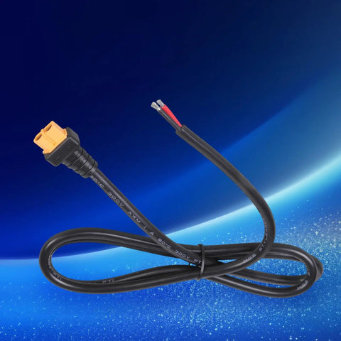 XT60 Cable With 14AWG 2 Pin Female Connectors For Drones, Solar Panels And Power Stations, coiled on blue background