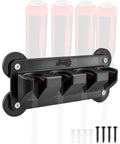 Magnetic Four Slot Pry Bar Holder with Wall Mount Option, Grooved Slot Design Tool Rack for Garage or Workshop, securely holds tools