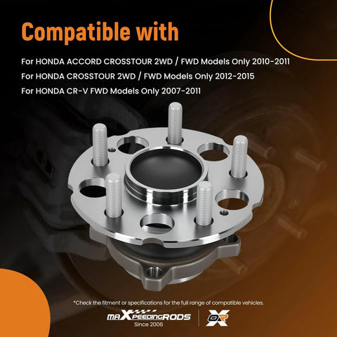 512344 Rear Wheel Bearing And Hub Assembly For Honda CRV 2007 2011 Crosstour 2010 2015 And Accord Crosstour 2010 2011 Rear 5 Lug