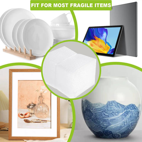 Clear Bubble Pouch Wrap 6x8 Inch Bags With Tough Double Walled Cushioning Built To Handle Packing Shipping Storage And Moving 50 Count Recyclable Transparent Bubble Bags For Solid Protection with items like dishes, tablet, and vase