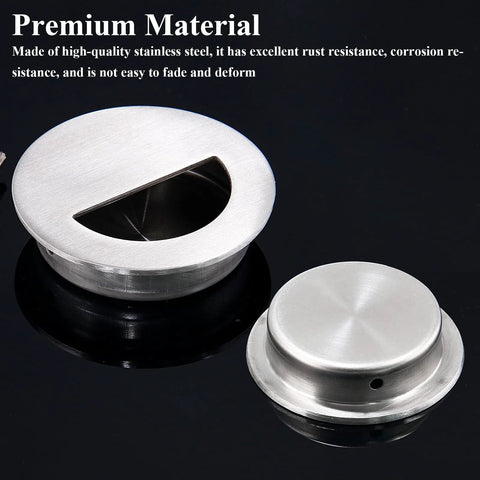 2 Pcs Round Hidden Flush Door Pulls Recessed Stainless Steel Handles In Brushed Nickel Finish With Screws And Mini Screwdriver 60mm Diameter