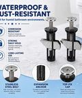 Heavy Duty Toilet Seat Fastener Bolt Kit With 304 Stainless Steel Locking Hardware, Waterproof Universal Toilet Seat Mounting Replacement shown with rust-resistant bolts