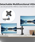 Ergonomic Monitor And Laptop Arm Mount For 13 To 32 Inch Screens Up To 22 Lbs, installed on desk holding two monitors