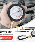 Nilight fuel pressure gauge tester kit, front view with quick-connect hose and brass fittings, 0-100 psi (4 pcs)