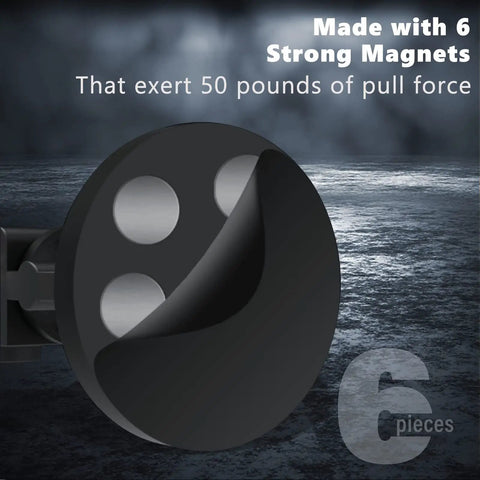 Heavy Duty Rugged Magnetic Phone Mount Holder With Hella Strong 50 Lbs Pull Force Magnet Clamp, showing 6 strong magnets.