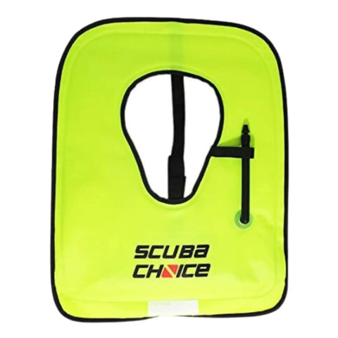 Adult Snorkel Vest With Name Box, Lightweight Adjustable Buoyancy Gear For Water Sports, High Visibility Neon Yellow Safety Vest, front view
