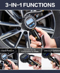 Digital Tire Pressure Gauge With Inflator And 250 PSI Heavy Duty Air Chuck Quick Connect Hose For Cars And Inflatables in use
