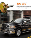 4WD vacuum shift actuator for front axle; orange metal finish, with a black Dodge Ram pickup