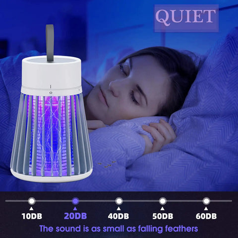 Rechargeable Mosquito Zapper Cordless USB Charge, 600V Grid With Safety Shield, 360 Degree Coverage, purple light glowing