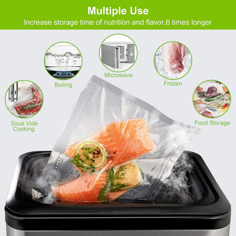 Extra Wide 15 Inch Vacuum Sealer Bags Roll 50 Feet Textured BPA Free Heavy Duty 3.5 Mil in sous vide with salmon