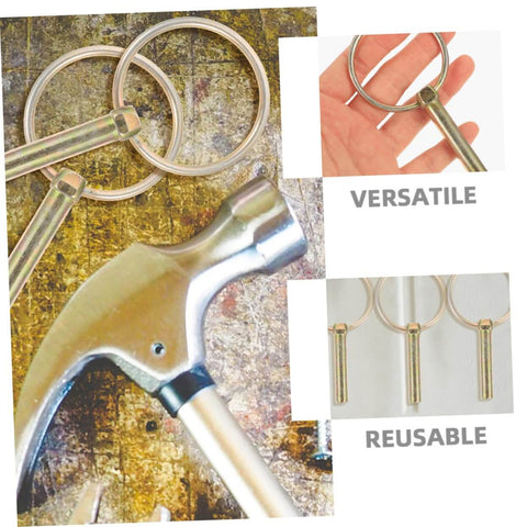 12 Piece Beefed Up Tractor Trailer Hitch Pins Kit With Heavy Duty Retaining Pins And Rings, shown with hammer for size