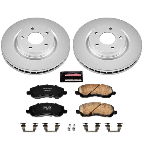 PowerStop front brake kit with two silver fully-coated rotors and Z17 ceramic pads